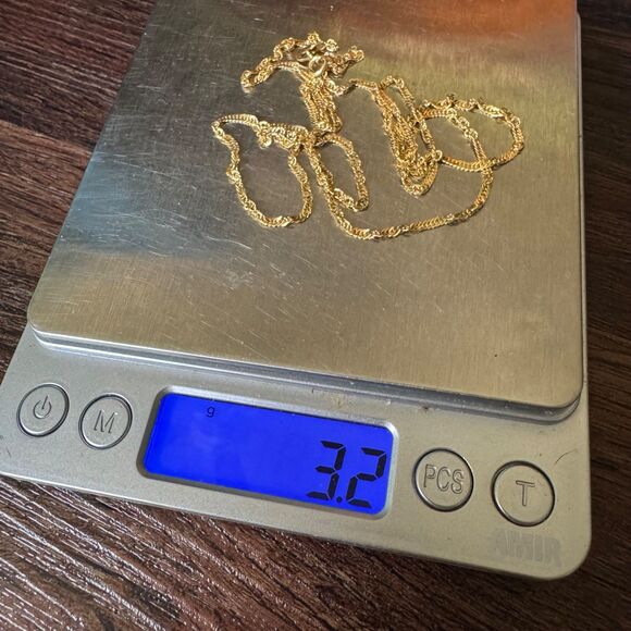 14k Yellow Gold Diamond Cut Singapore Chain 24 Inch 2mm Necklace Vintage 3.2g - Picture 15 of 16